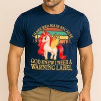Retro Unicorn I Have Red Hair Warning Label Performance Shirt