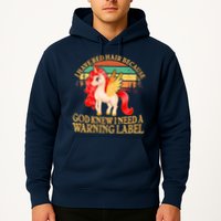 Retro Unicorn I Have Red Hair Warning Label Hoodie