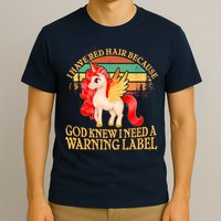 Retro Unicorn I Have Red Hair Warning Label T-Shirt