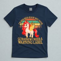 Retro Unicorn I Have Red Hair Warning Label T-Shirt