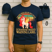 Retro Unicorn I Have Red Hair Warning Label T-Shirt
