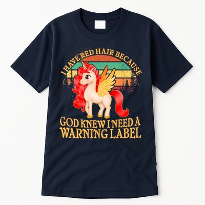 Retro Unicorn I Have Red Hair Warning Label Tall T-Shirt
