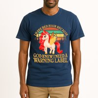 Retro Unicorn I Have Red Hair Warning Label Tall T-Shirt