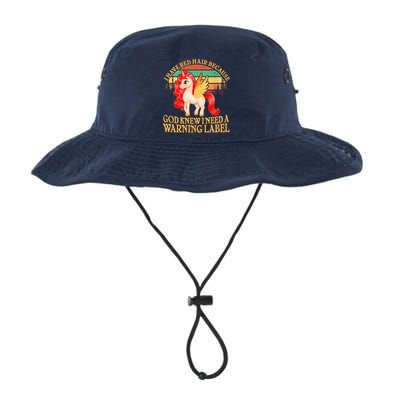 Retro Unicorn I Have Red Hair Warning Label Bucket Hat