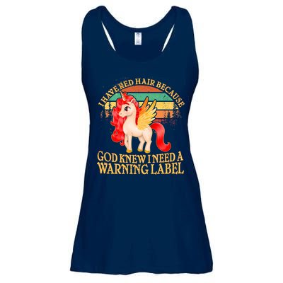 Retro Unicorn I Have Red Hair Warning Label Ladies Essential Flowy Tank