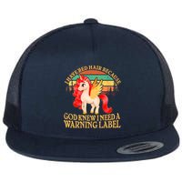 Retro Unicorn I Have Red Hair Warning Label Flatbill Hat