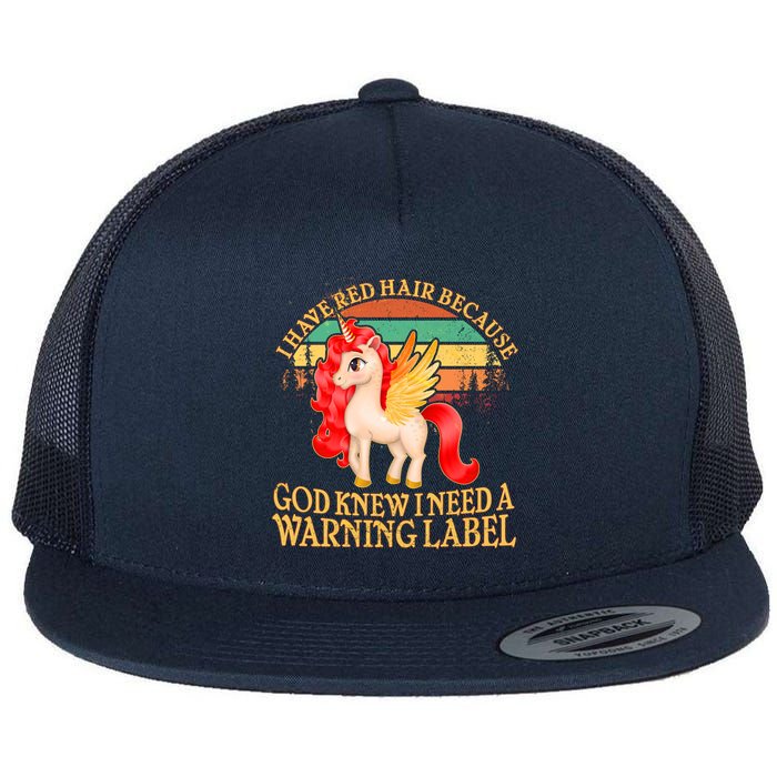 Retro Unicorn I Have Red Hair Warning Label Flatbill Hat