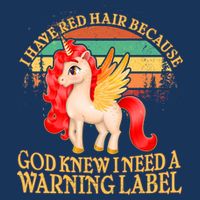 Retro Unicorn I Have Red Hair Warning Label 16 in Basic Backpack