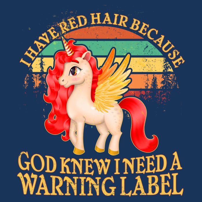 Retro Unicorn I Have Red Hair Warning Label 16 in Basic Backpack