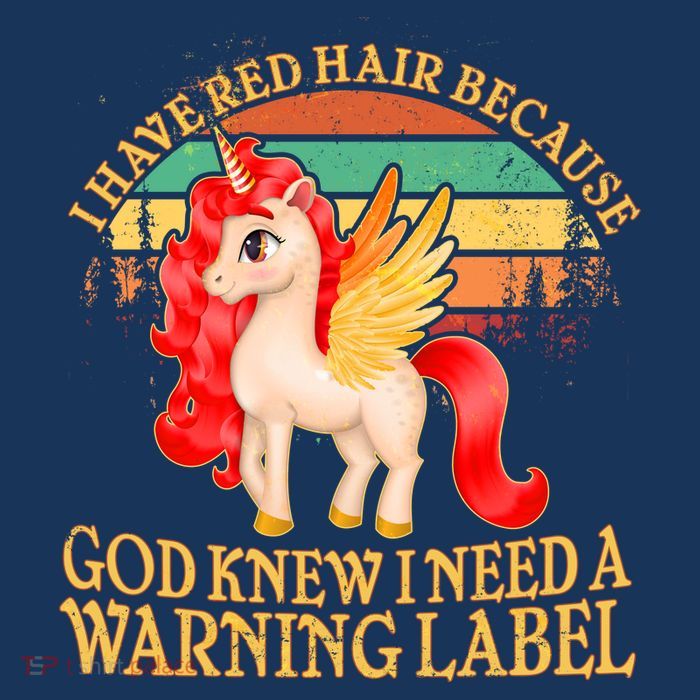 Retro Unicorn I Have Red Hair Warning Label Sustainable Knit Beanie
