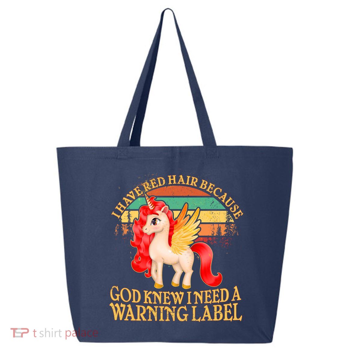 Retro Unicorn I Have Red Hair Warning Label 25L Jumbo Tote
