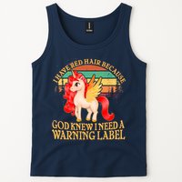 Retro Unicorn I Have Red Hair Warning Label Tank Top