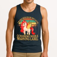 Retro Unicorn I Have Red Hair Warning Label Tank Top