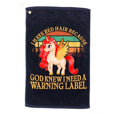 Retro Unicorn I Have Red Hair Warning Label Golf Towel