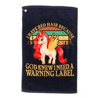 Retro Unicorn I Have Red Hair Warning Label Golf Towel