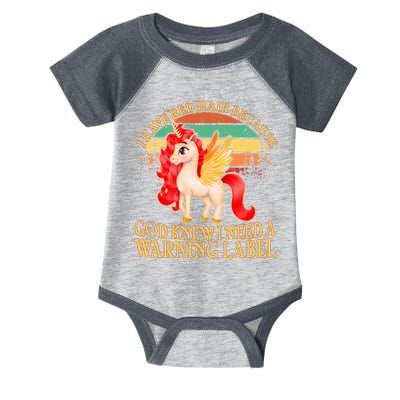 Retro Unicorn I Have Red Hair Warning Label Infant Baby Jersey Bodysuit
