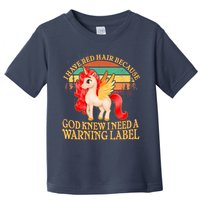 Retro Unicorn I Have Red Hair Warning Label Toddler T-Shirt