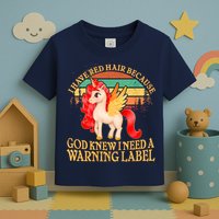 Retro Unicorn I Have Red Hair Warning Label Toddler T-Shirt