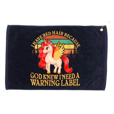 Retro Unicorn I Have Red Hair Warning Label Grommeted Golf Towel