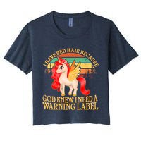 Retro Unicorn I Have Red Hair Warning Label Crop Top