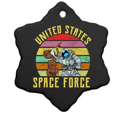 Retro United States Space Force Alien Ceramic Star Ornament