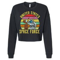 Retro United States Space Force Alien Cropped Pullover Crew
