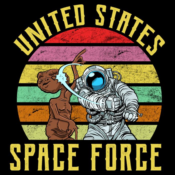 Retro United States Space Force Alien Cropped Pullover Crew