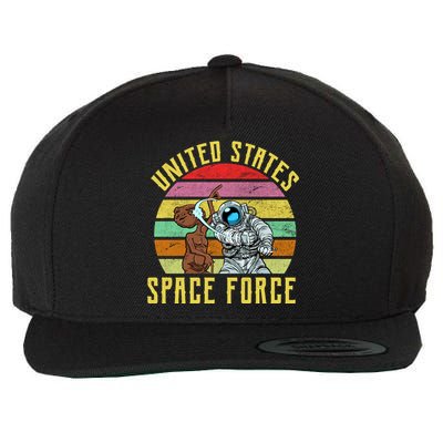 Retro United States Space Force Alien Wool Snapback Cap