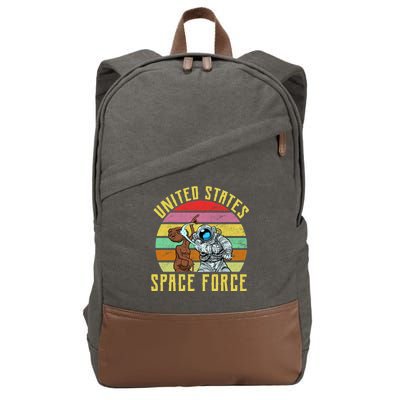 Retro United States Space Force Alien Cotton Canvas Backpack