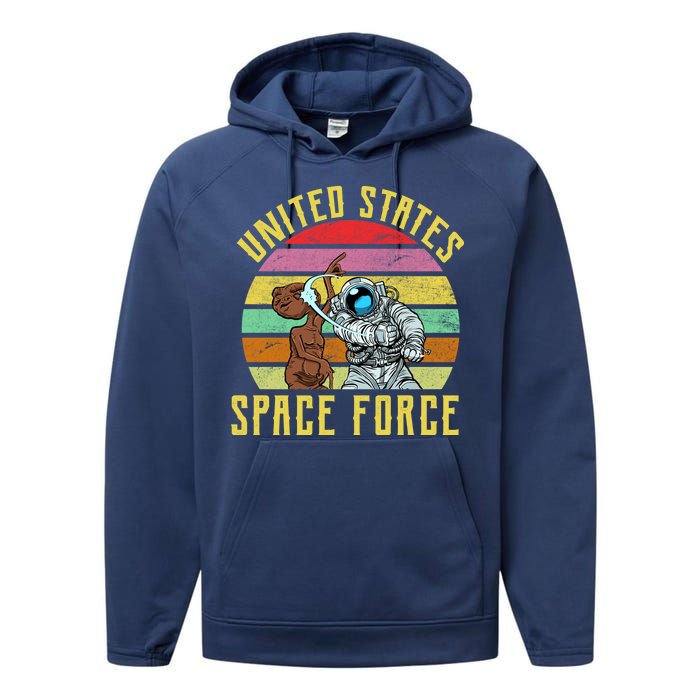 Retro United States Space Force Alien Performance Fleece Hoodie