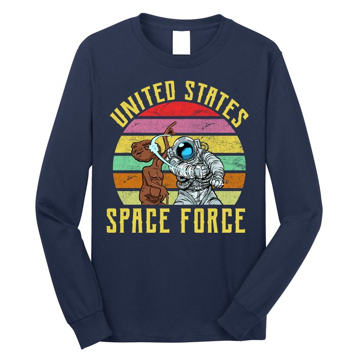 Retro United States Space Force Alien Long Sleeve Shirt