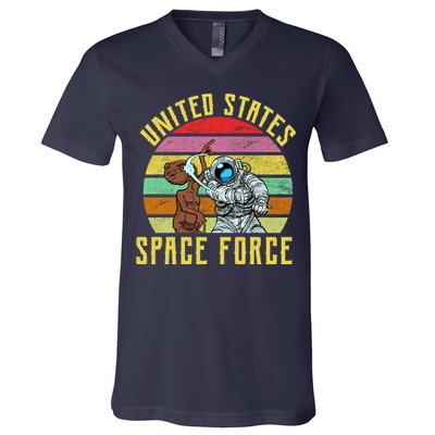 Retro United States Space Force Alien V-Neck T-Shirt