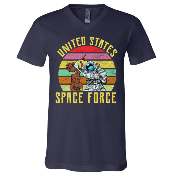 Retro United States Space Force Alien V-Neck T-Shirt