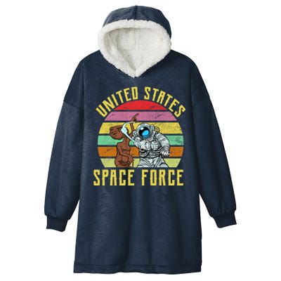 Retro United States Space Force Alien Hooded Wearable Blanket