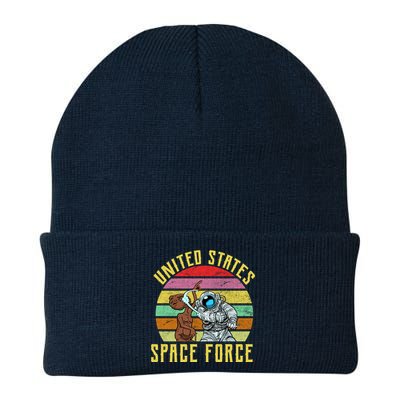 Retro United States Space Force Alien Knit Cap Winter Beanie