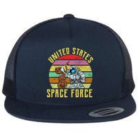 Retro United States Space Force Alien Flat Bill Trucker Hat