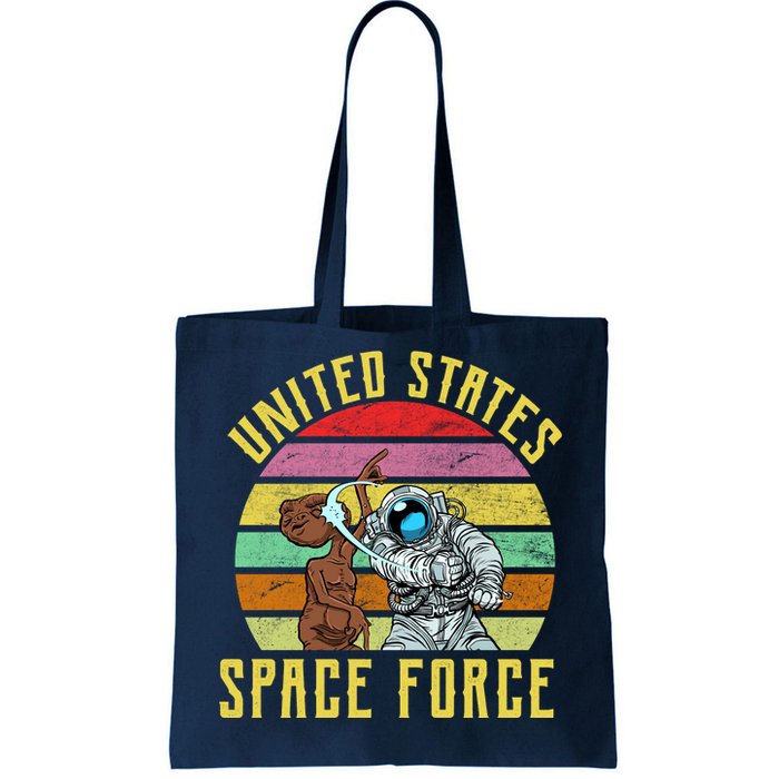 Retro United States Space Force Alien Tote Bag