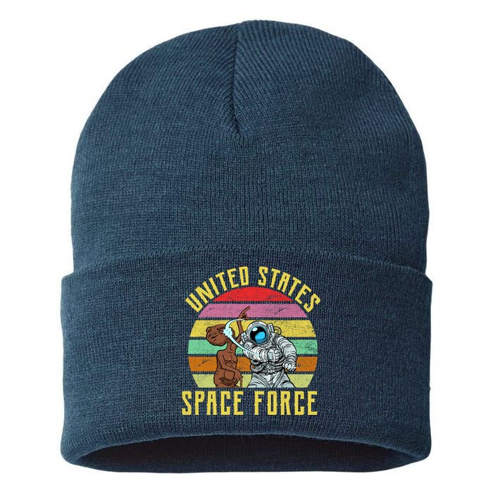 Retro United States Space Force Alien Sustainable Knit Beanie