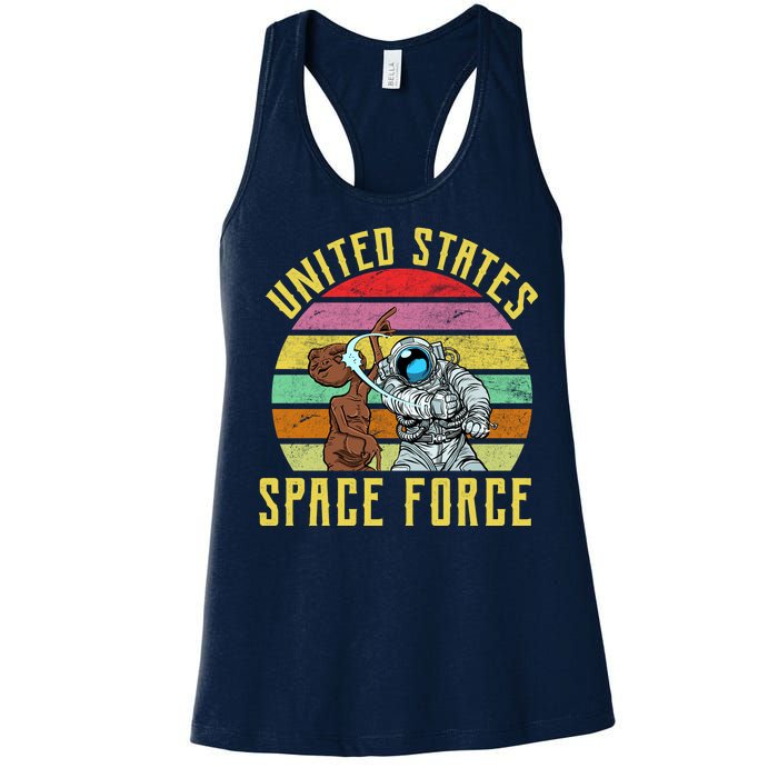 Retro United States Space Force Alien Women's Racerback Tank