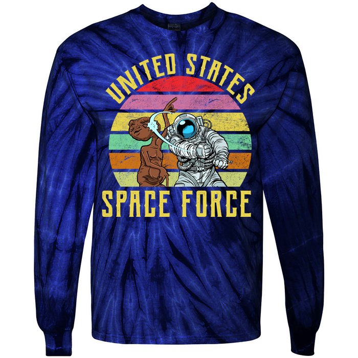 Retro United States Space Force Alien Tie-Dye Long Sleeve Shirt