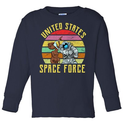 Retro United States Space Force Alien Toddler Long Sleeve Shirt