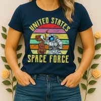 Retro United States Space Force Alien Womens T-Shirt