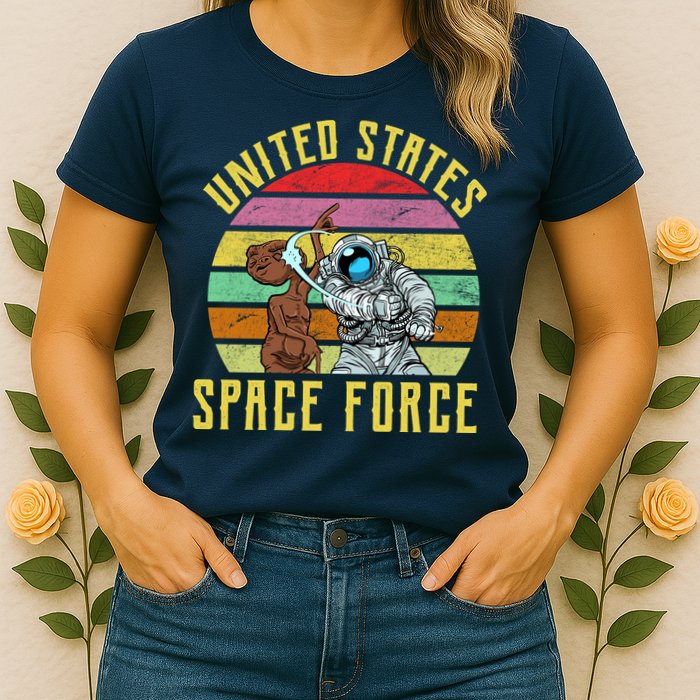 Retro United States Space Force Alien Womens T-Shirt