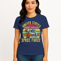 Retro United States Space Force Alien Womens T-Shirt
