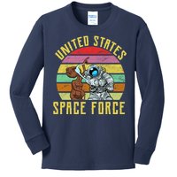 Retro United States Space Force Alien Kids Long Sleeve Shirt