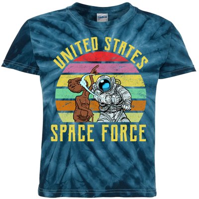 Retro United States Space Force Alien Kids Tie-Dye T-Shirt