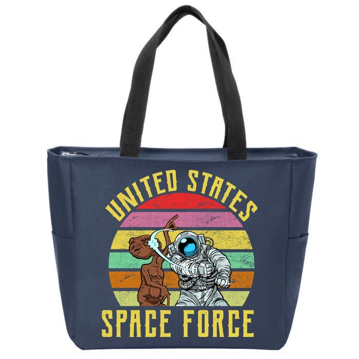 Retro United States Space Force Alien Zip Tote Bag