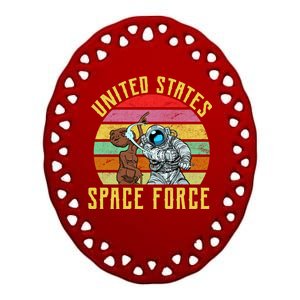 Retro United States Space Force Alien Ceramic Oval Ornament