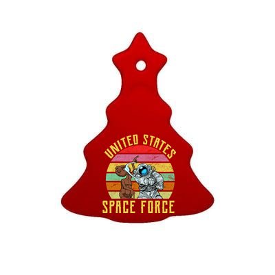 Retro United States Space Force Alien Ceramic Tree Ornament