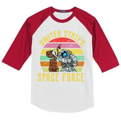 Retro United States Space Force Alien Kids Colorblock Raglan Jersey